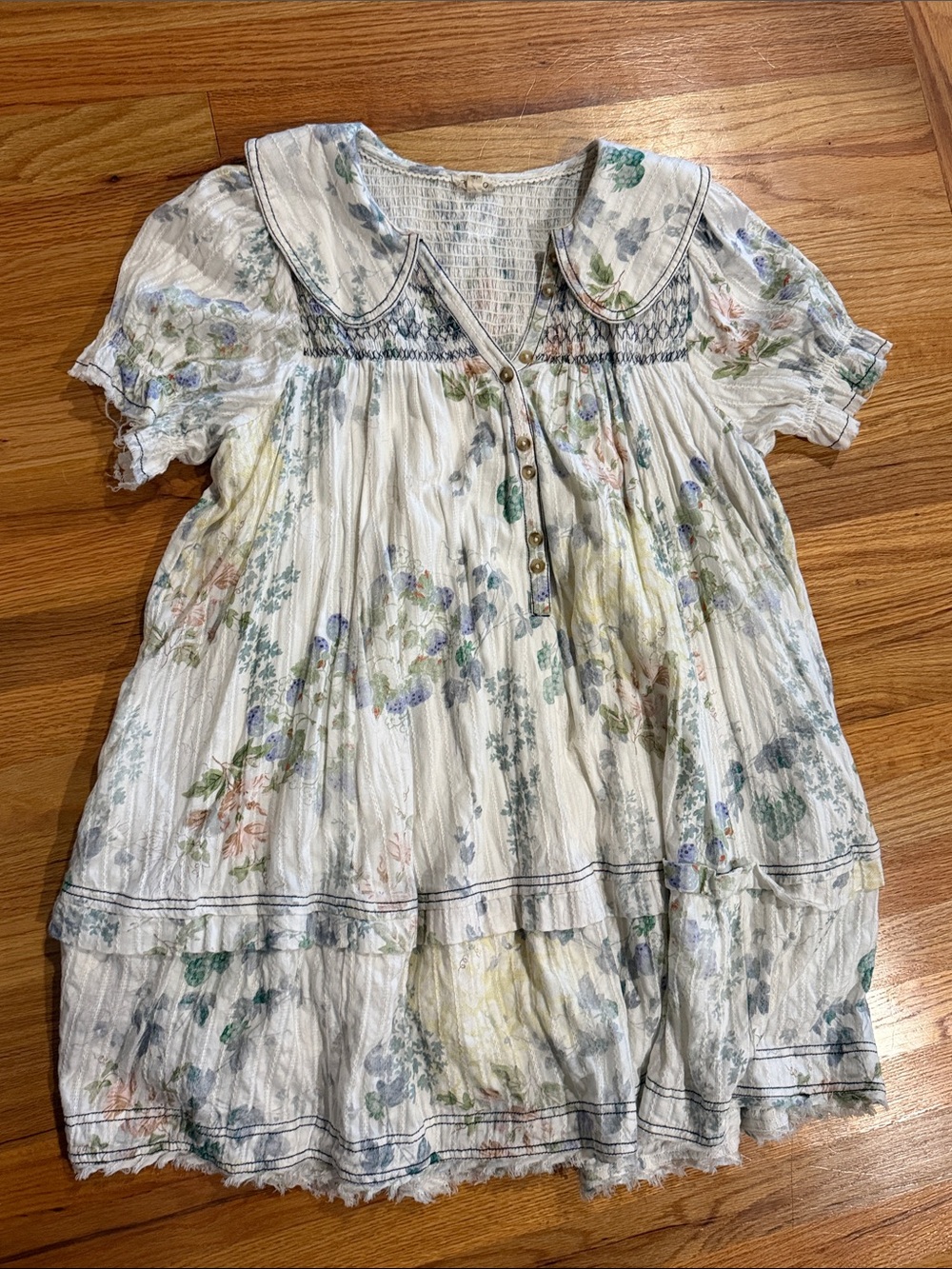 ANTHRO PILCRO Floral Smocked Cotton Dress